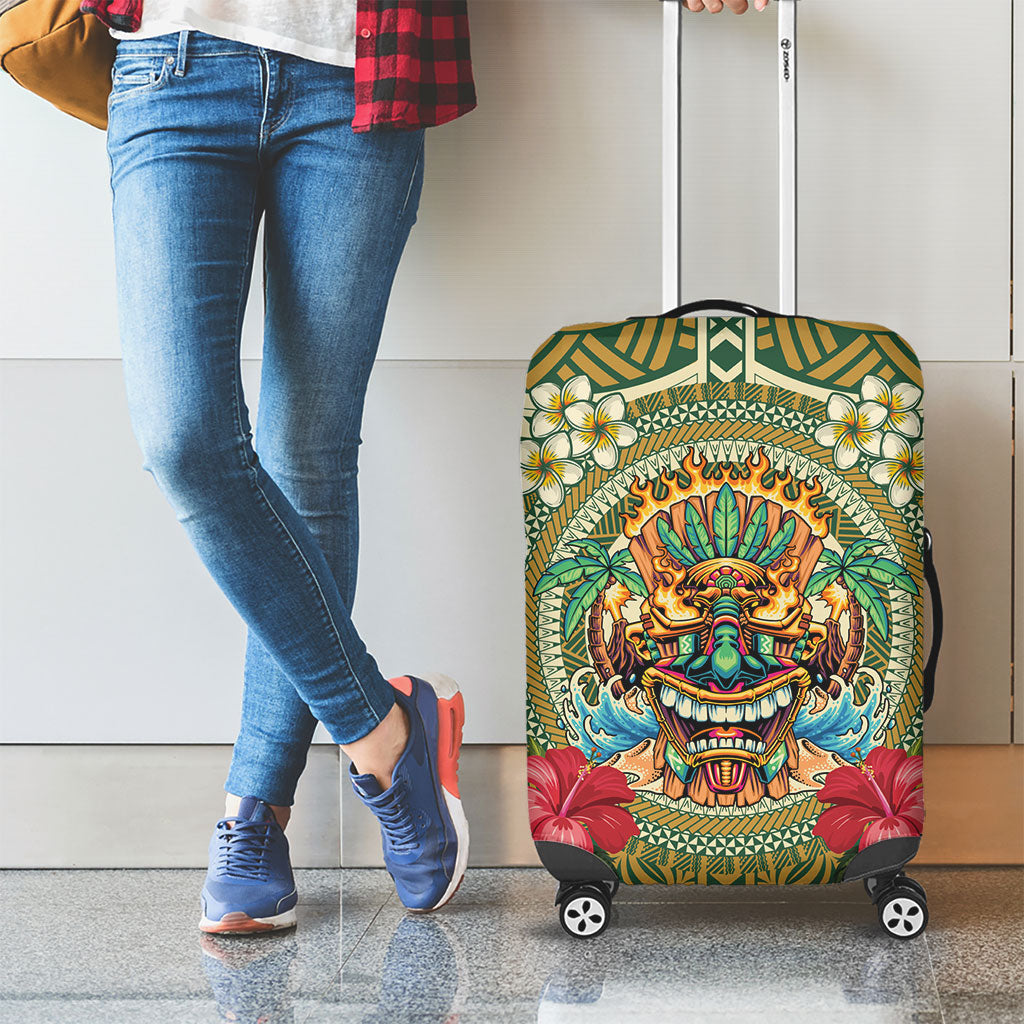 Hawaii Tiki Mask Luggage Cover Mele Kalikimaka i Iulai! LT9 - Polynesian Pride