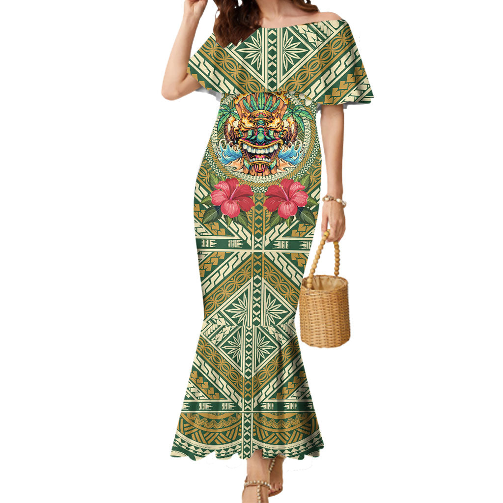 Hawaii Tiki Mask Personalized Mermaid Dress Mele Kalikimaka i Iulai!