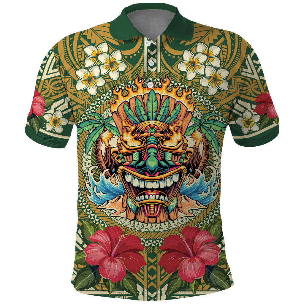 Hawaii Tiki Mask Personalized Polo Shirt Mele Kalikimaka i Iulai!