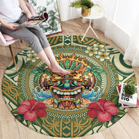 Hawaii Tiki Mask Round Carpet Mele Kalikimaka i Iulai!