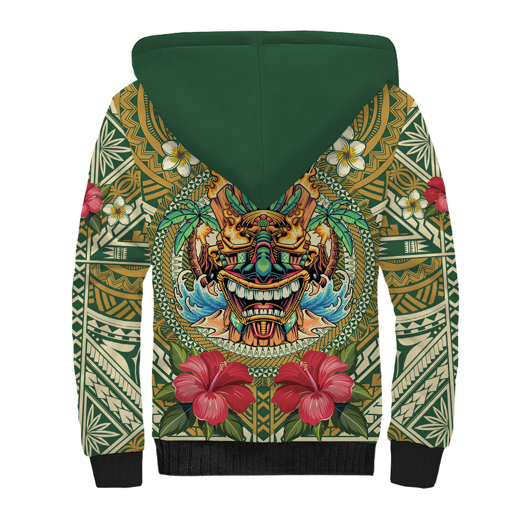 Hawaii Tiki Mask Personalized Sherpa Hoodie Mele Kalikimaka i Iulai!