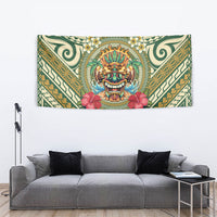 Hawaii Tiki Mask Tapestry Mele Kalikimaka i Iulai!