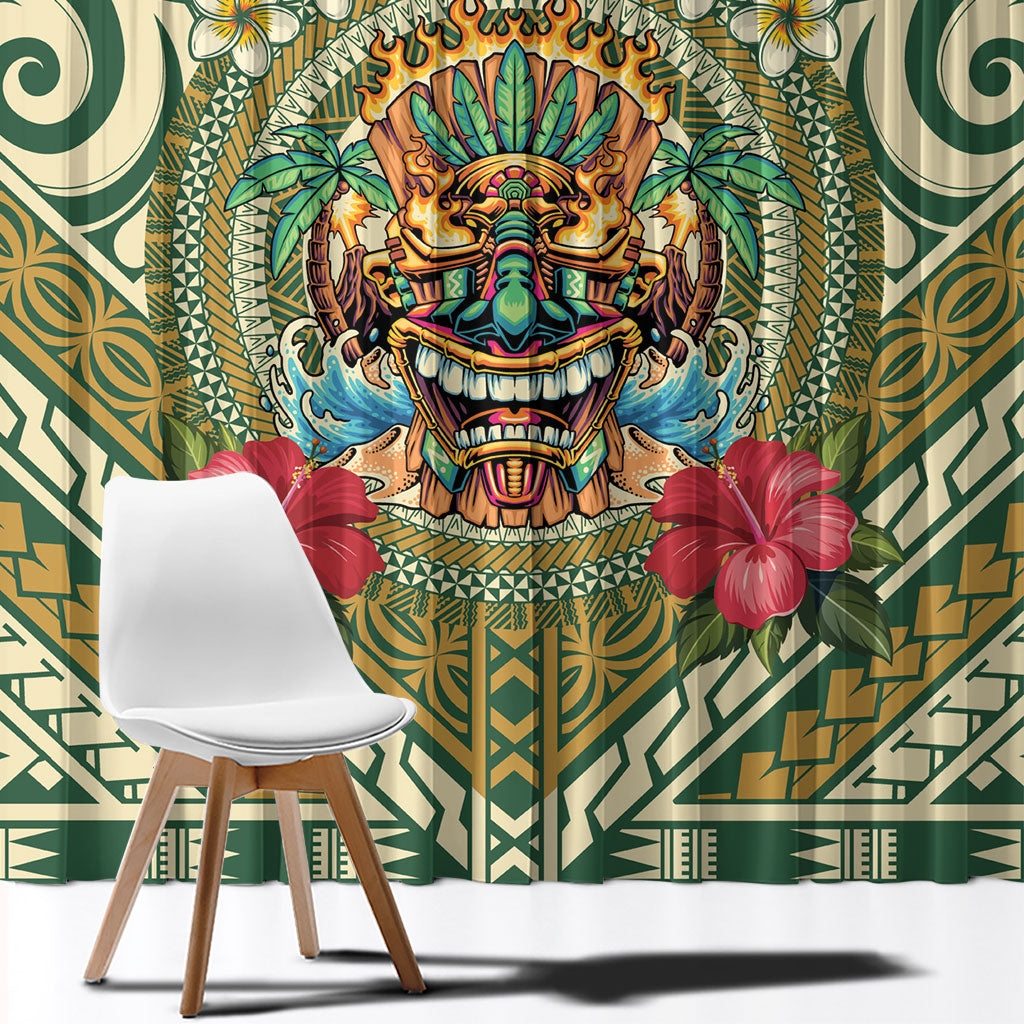 Hawaii Tiki Mask Window Curtain Mele Kalikimaka i Iulai!