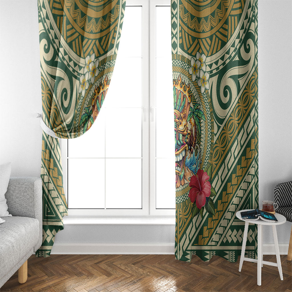 Hawaii Tiki Mask Window Curtain Mele Kalikimaka i Iulai!