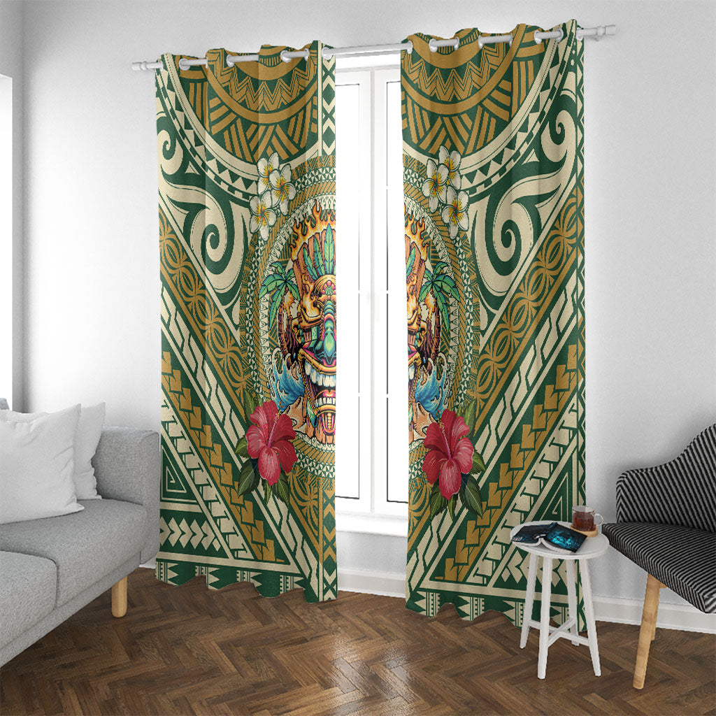 Hawaii Tiki Mask Window Curtain Mele Kalikimaka i Iulai!