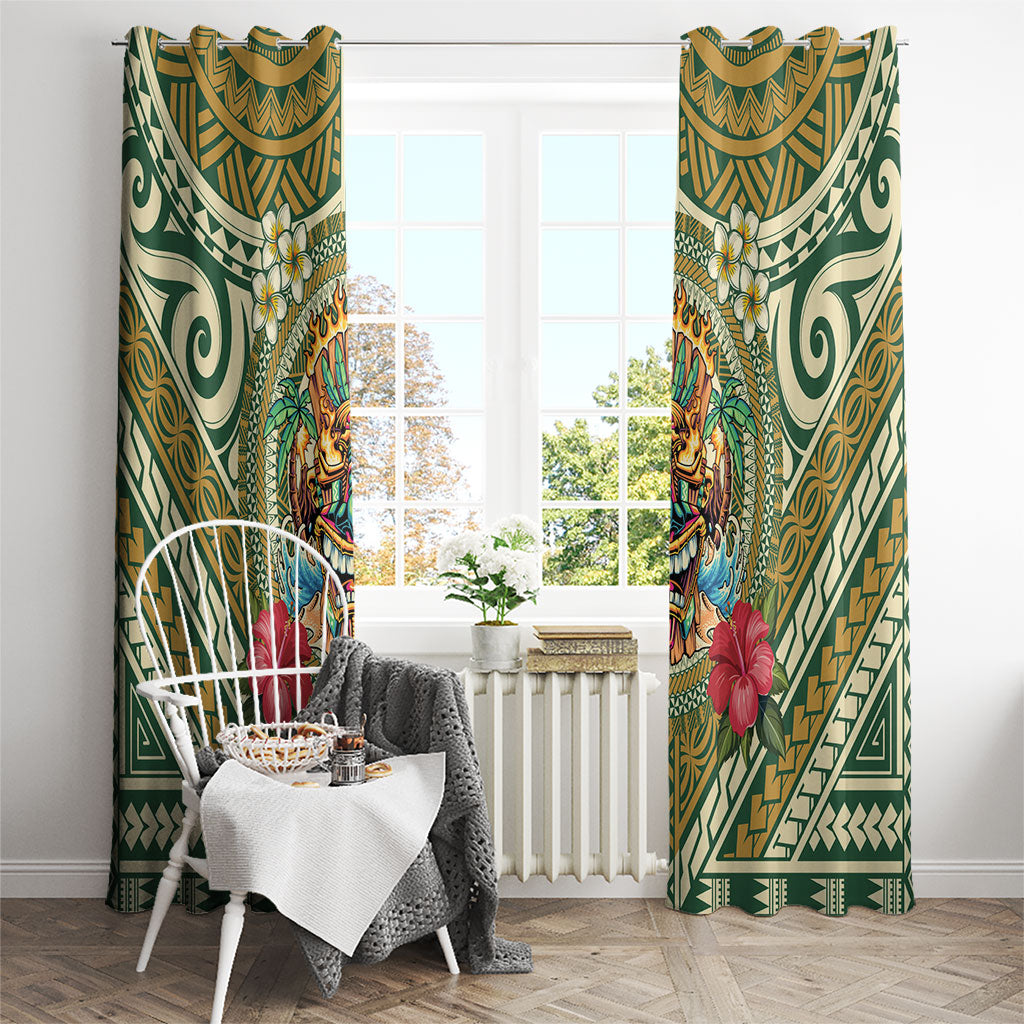 Hawaii Tiki Mask Window Curtain Mele Kalikimaka i Iulai!