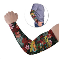 Hawaii Tiki Surfing Arm Sleeves Mele Kalikimaka i Iulai! LT9 Set of 2 Black - Polynesian Pride