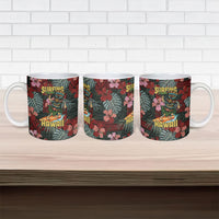 Hawaii Tiki Surfing Ceramic Mug Mele Kalikimaka i Iulai!