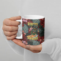 Hawaii Tiki Surfing Ceramic Mug Mele Kalikimaka i Iulai!