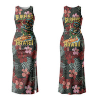 Hawaii Tiki Surfing Couples Matching Tank Maxi Dress and Hawaiian Shirt Mele Kalikimaka i Iulai! LT9 - Polynesian Pride