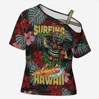 Hawaii Tiki Surfing Cross Shoulder Shirt Mele Kalikimaka i Iulai!