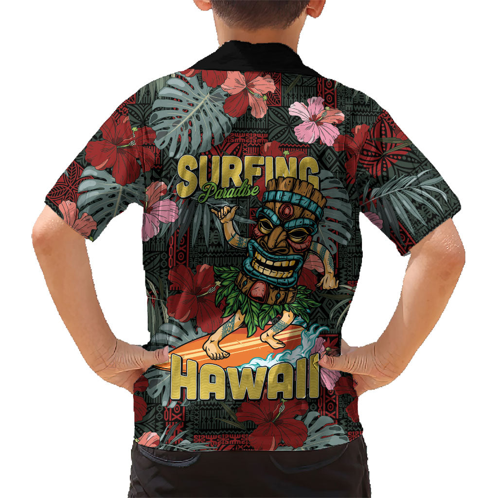 Hawaii Tiki Surfing Family Matching Long Sleeve Bodycon Dress and Hawaiian Shirt Mele Kalikimaka i Iulai! LT9 - Polynesian Pride