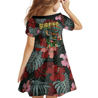 Hawaii Tiki Surfing Family Matching Off Shoulder Maxi Dress and Hawaiian Shirt Mele Kalikimaka i Iulai! LT9 - Polynesian Pride
