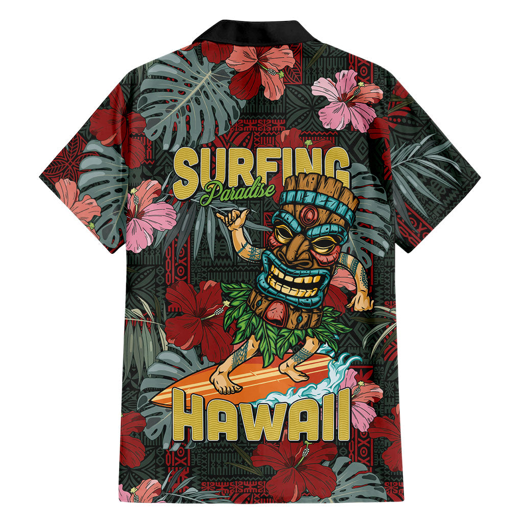 Hawaii Tiki Surfing Family Matching Off Shoulder Maxi Dress and Hawaiian Shirt Mele Kalikimaka i Iulai! LT9 - Polynesian Pride