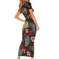 Hawaii Tiki Surfing Family Matching Short Sleeve Bodycon Dress and Hawaiian Shirt Mele Kalikimaka i Iulai! LT9 - Polynesian Pride