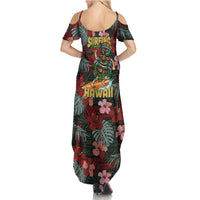 Hawaii Tiki Surfing Family Matching Summer Maxi Dress and Hawaiian Shirt Mele Kalikimaka i Iulai! LT9 - Polynesian Pride