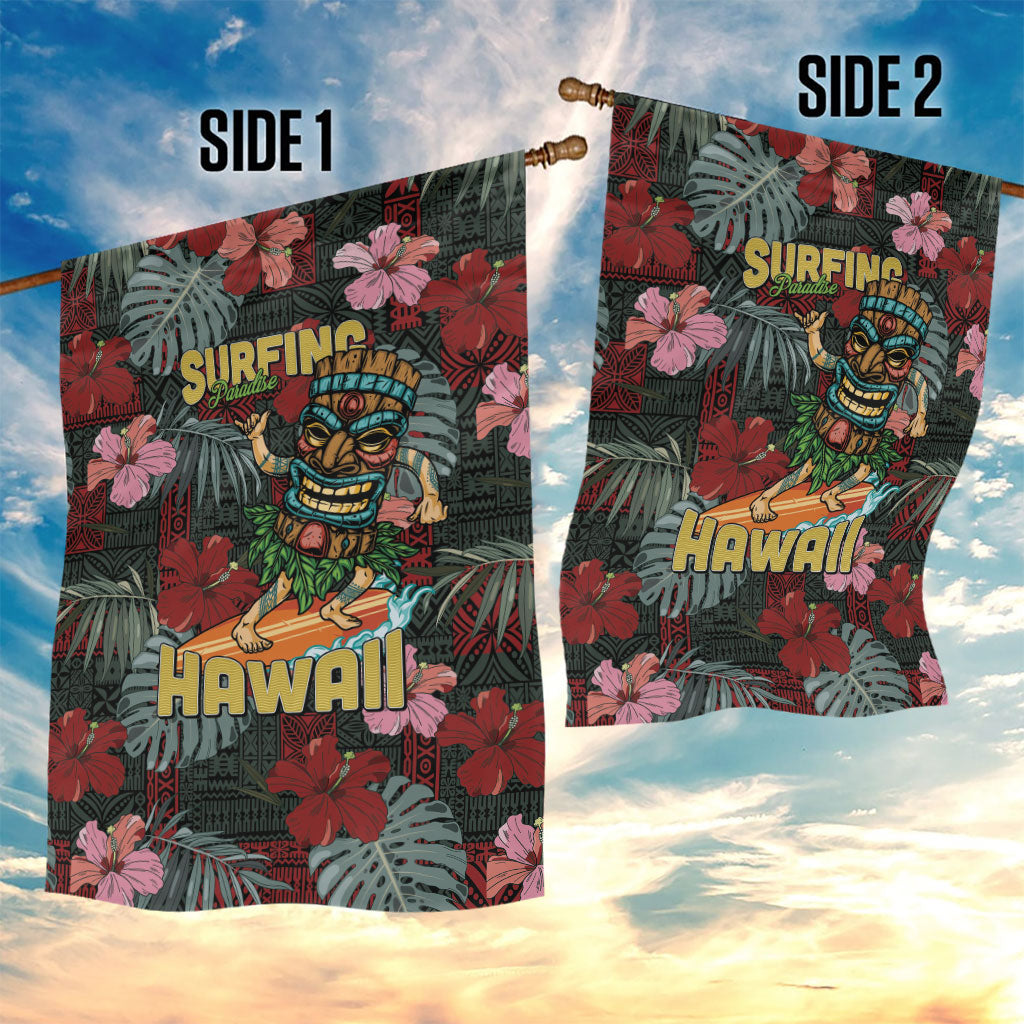 Hawaii Tiki Surfing Garden Flag Mele Kalikimaka i Iulai!