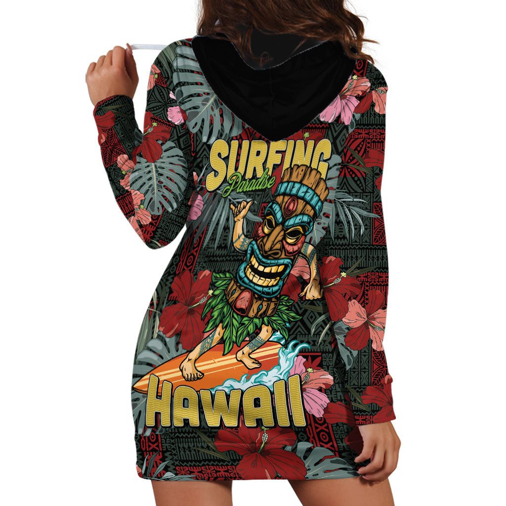 Hawaii Tiki Surfing Hoodie Dress Mele Kalikimaka i Iulai!