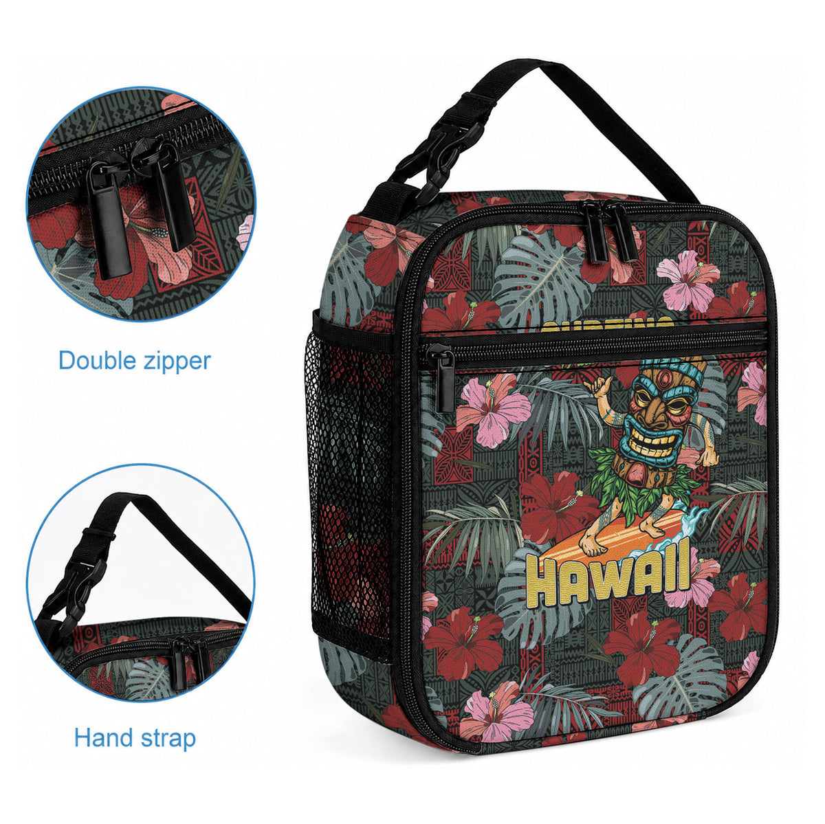 Hawaii Tiki Surfing Lunch Bag Mele Kalikimaka i Iulai! LT9 - Polynesian Pride
