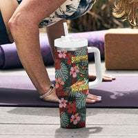 Hawaii Tiki Surfing Tumbler With Handle Mele Kalikimaka i Iulai!