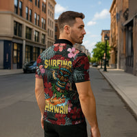 Hawaii Tiki Surfing Zipper Polo Shirt Mele Kalikimaka i Iulai!