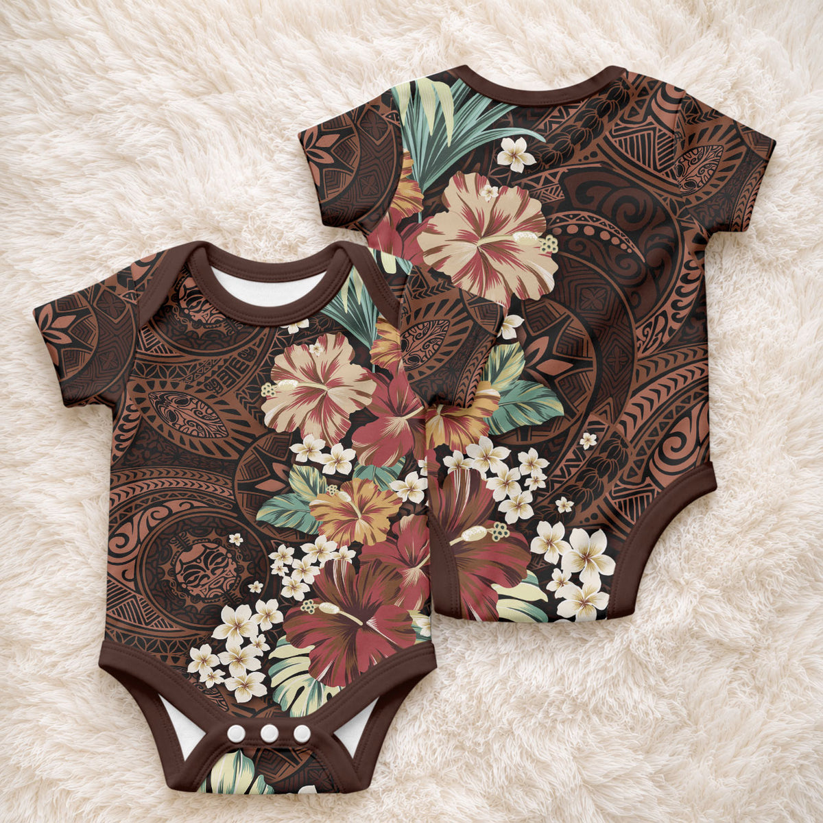 Kanoa Hawai'i Hibiscus Baby Onesie Polynesian Tribal Tattoo Pattern Floral Elements LT9 - Polynesian Pride