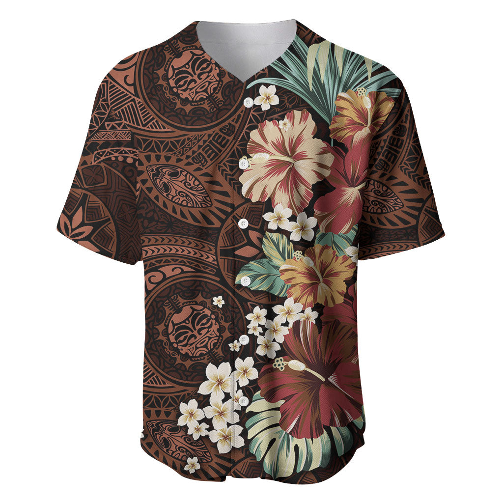 Kanoa Hawai'i Hibiscus Baseball Jersey Polynesian Tribal Tattoo Pattern Floral Elements