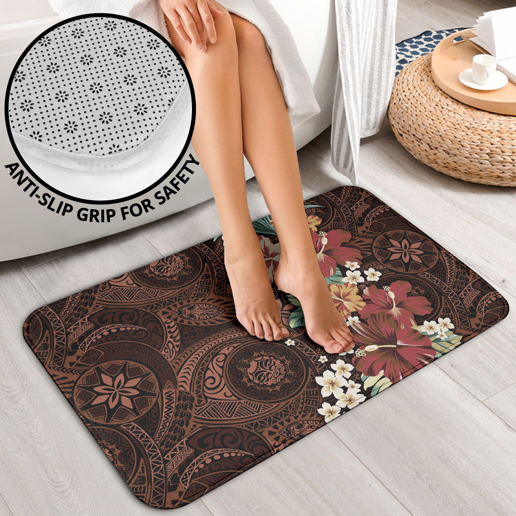 Kanoa Hawai'i Hibiscus Bathroom Set Polynesian Tribal Tattoo Pattern Floral Elements