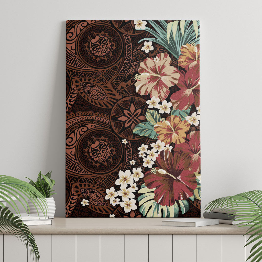 Kanoa Hawai'i Hibiscus Canvas Wall Art Polynesian Tribal Tattoo Pattern Floral Elements