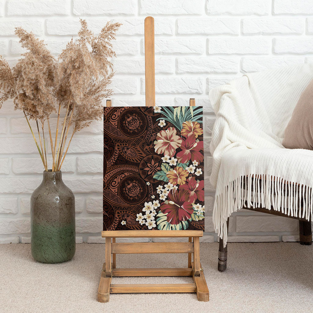 Kanoa Hawai'i Hibiscus Canvas Wall Art Polynesian Tribal Tattoo Pattern Floral Elements
