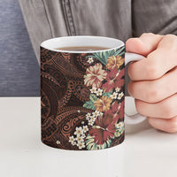 Kanoa Hawai'i Hibiscus Ceramic Mug Polynesian Tribal Tattoo Pattern Floral Elements