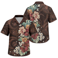 Kanoa Hawai'i Hibiscus Family Matching Long Sleeve Bodycon Dress and Hawaiian Shirt Polynesian Tribal Tattoo Pattern Floral Elements