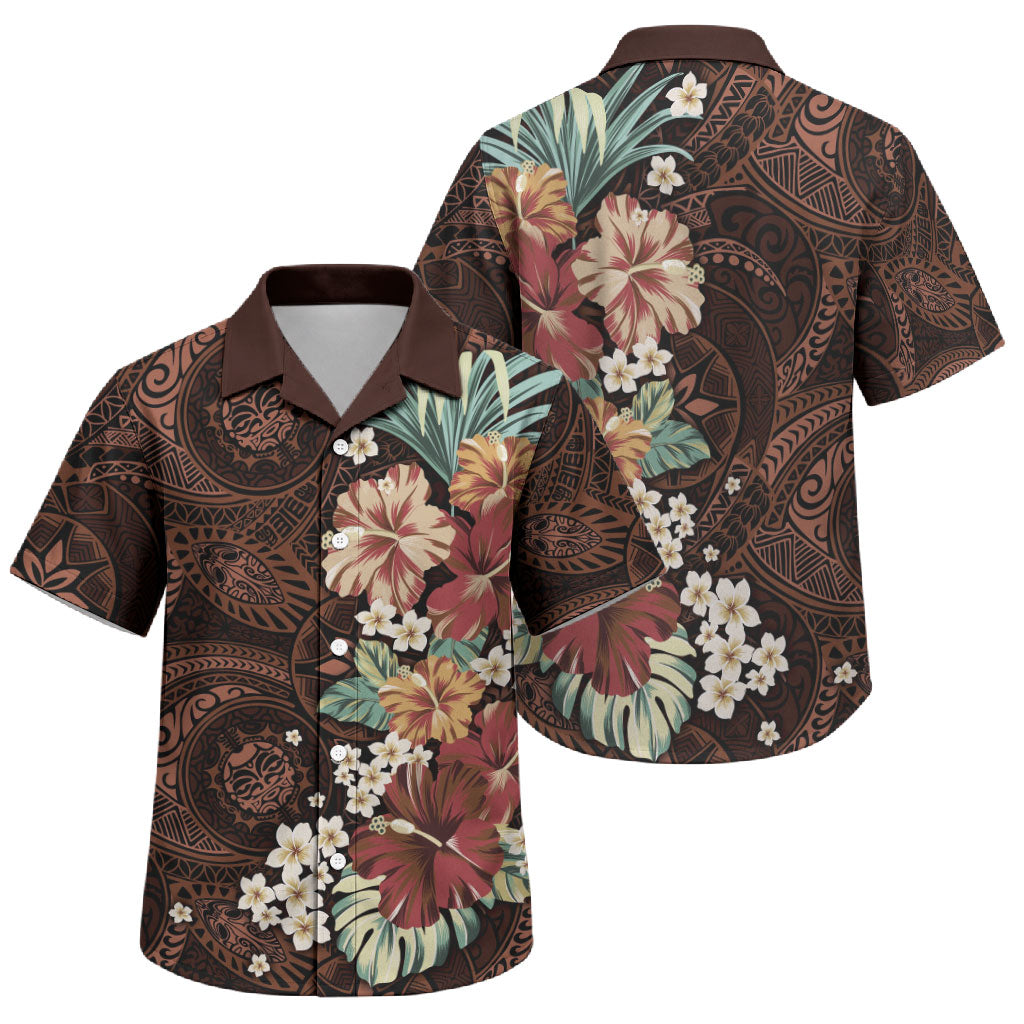 Kanoa Hawai'i Hibiscus Family Matching Mermaid Dress and Hawaiian Shirt Polynesian Tribal Tattoo Pattern Floral Elements