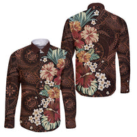 Kanoa Hawai'i Hibiscus Family Matching Off The Shoulder Long Sleeve Dress and Hawaiian Shirt Polynesian Tribal Tattoo Pattern Floral Elements