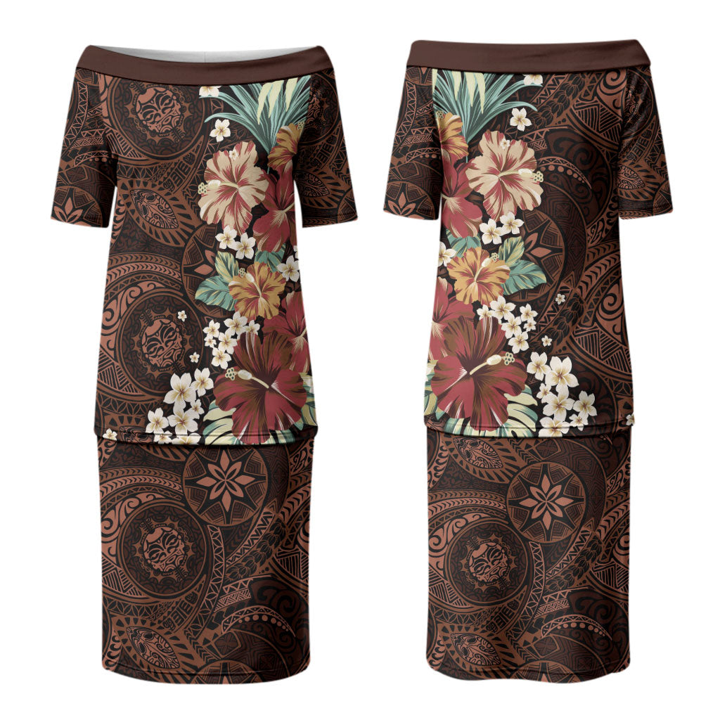 Kanoa Hawai'i Hibiscus Family Matching Puletasi and Hawaiian Shirt Polynesian Tribal Tattoo Pattern Floral Elements
