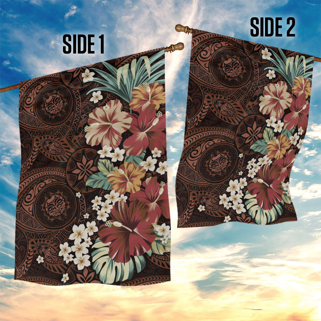 Kanoa Hawai'i Hibiscus Garden Flag Polynesian Tribal Tattoo Pattern Floral Elements