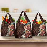 Kanoa Hawai'i Hibiscus Grocery Bag Polynesian Tribal Tattoo Pattern Floral Elements