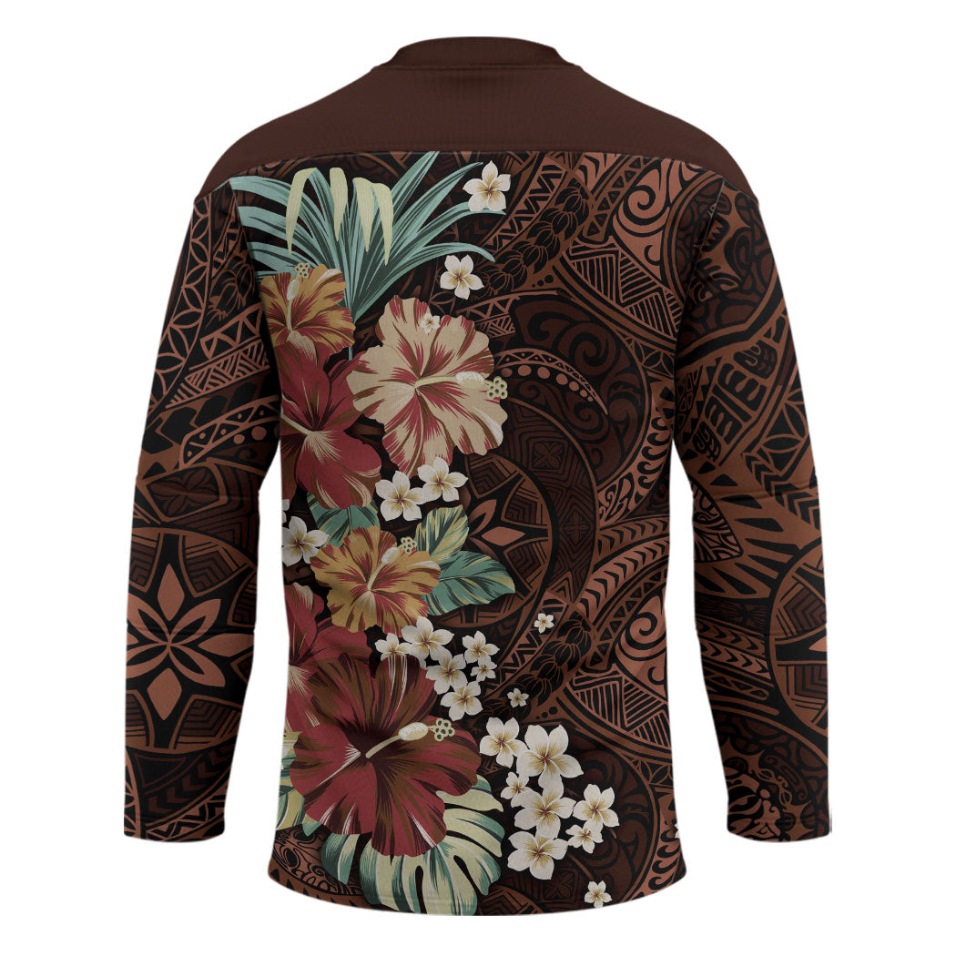 Kanoa Hawai'i Hibiscus Hockey Jersey Polynesian Tribal Tattoo Pattern Floral Elements