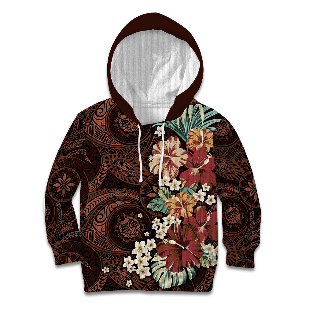 Kanoa Hawai'i Hibiscus Kid Hoodie Polynesian Tribal Tattoo Pattern Floral Elements