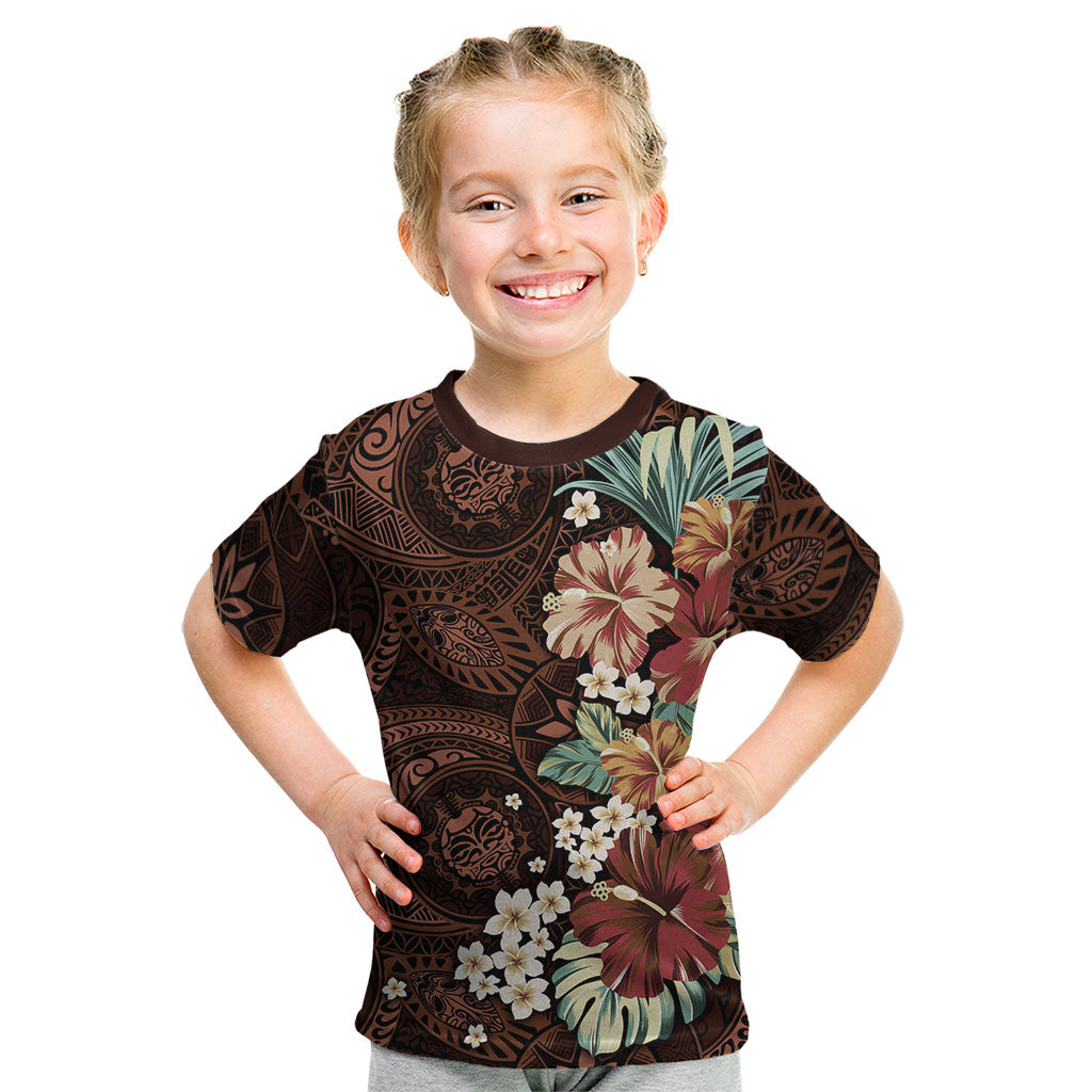 Kanoa Hawai'i Hibiscus Kid T Shirt Polynesian Tribal Tattoo Pattern Floral Elements