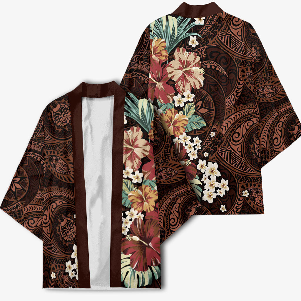 Kanoa Hawai'i Hibiscus Kimono Polynesian Tribal Tattoo Pattern Floral Elements