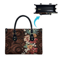 Kanoa Hawai'i Hibiscus Leather Bag Polynesian Tribal Tattoo Pattern Floral Elements