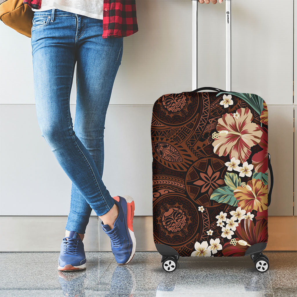 Kanoa Hawai'i Hibiscus Luggage Cover Polynesian Tribal Tattoo Pattern Floral Elements