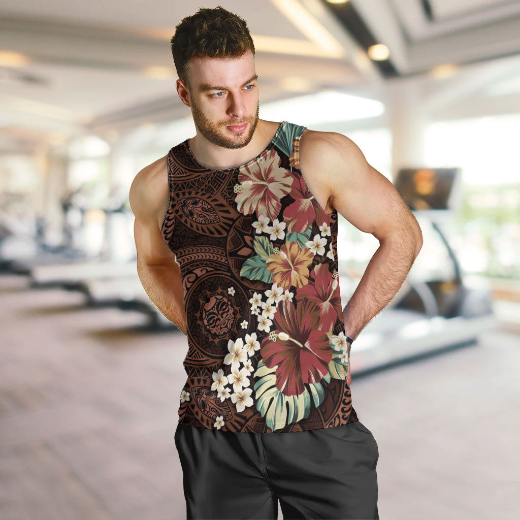 Kanoa Hawai'i Hibiscus Men Tank Top Polynesian Tribal Tattoo Pattern Floral Elements