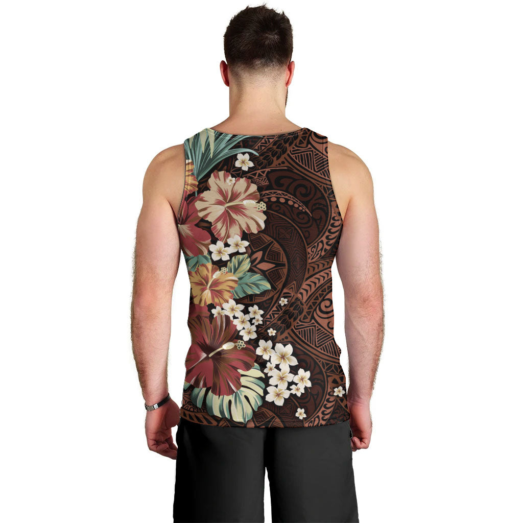 Kanoa Hawai'i Hibiscus Men Tank Top Polynesian Tribal Tattoo Pattern Floral Elements