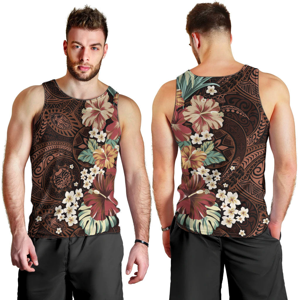 Kanoa Hawai'i Hibiscus Men Tank Top Polynesian Tribal Tattoo Pattern Floral Elements