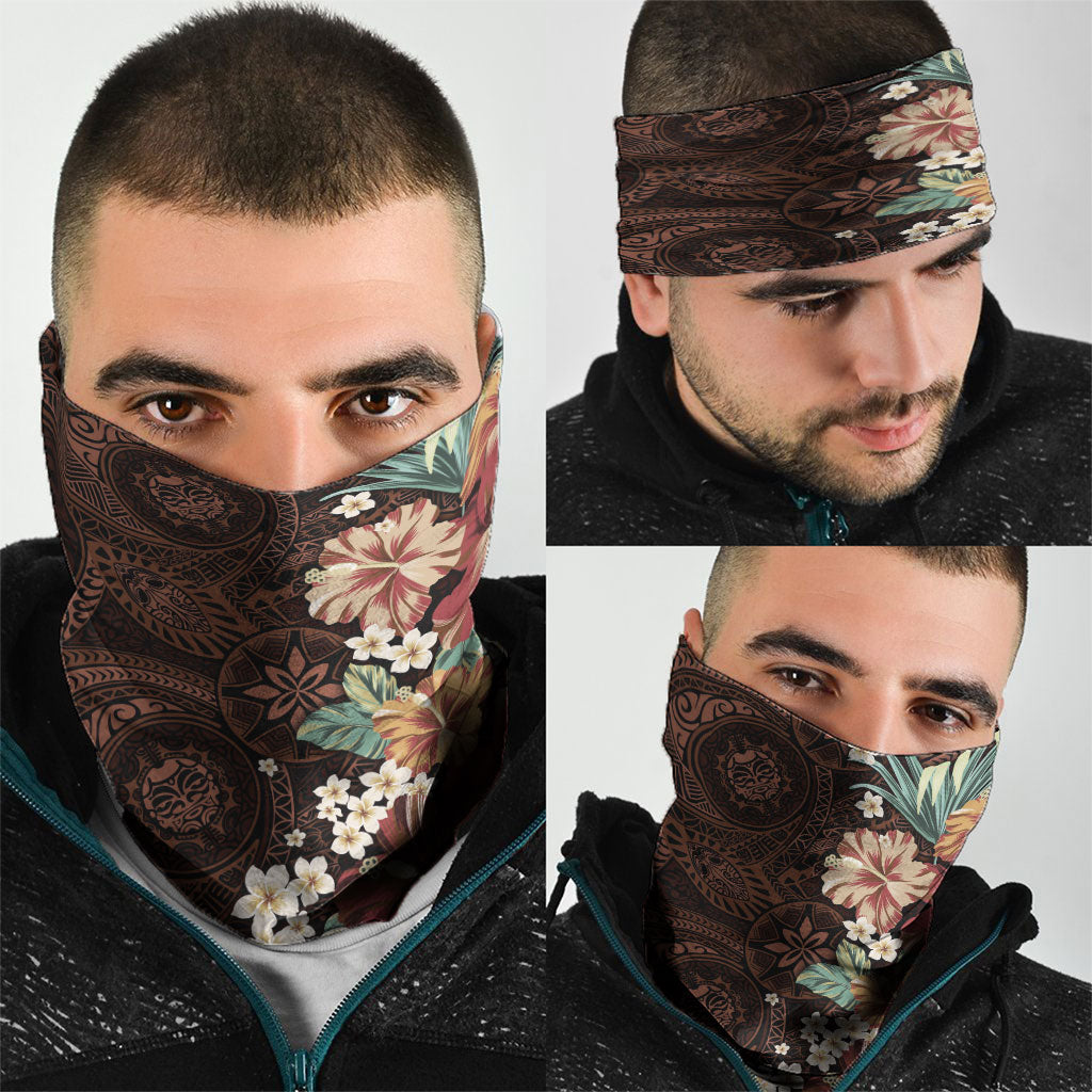 Kanoa Hawai'i Hibiscus Neck Gaiter Polynesian Tribal Tattoo Pattern Floral Elements