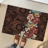 Kanoa Hawai'i Hibiscus Rubber Doormat Polynesian Tribal Tattoo Pattern Floral Elements