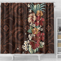 Kanoa Hawai'i Hibiscus Shower Curtain Polynesian Tribal Tattoo Pattern Floral Elements