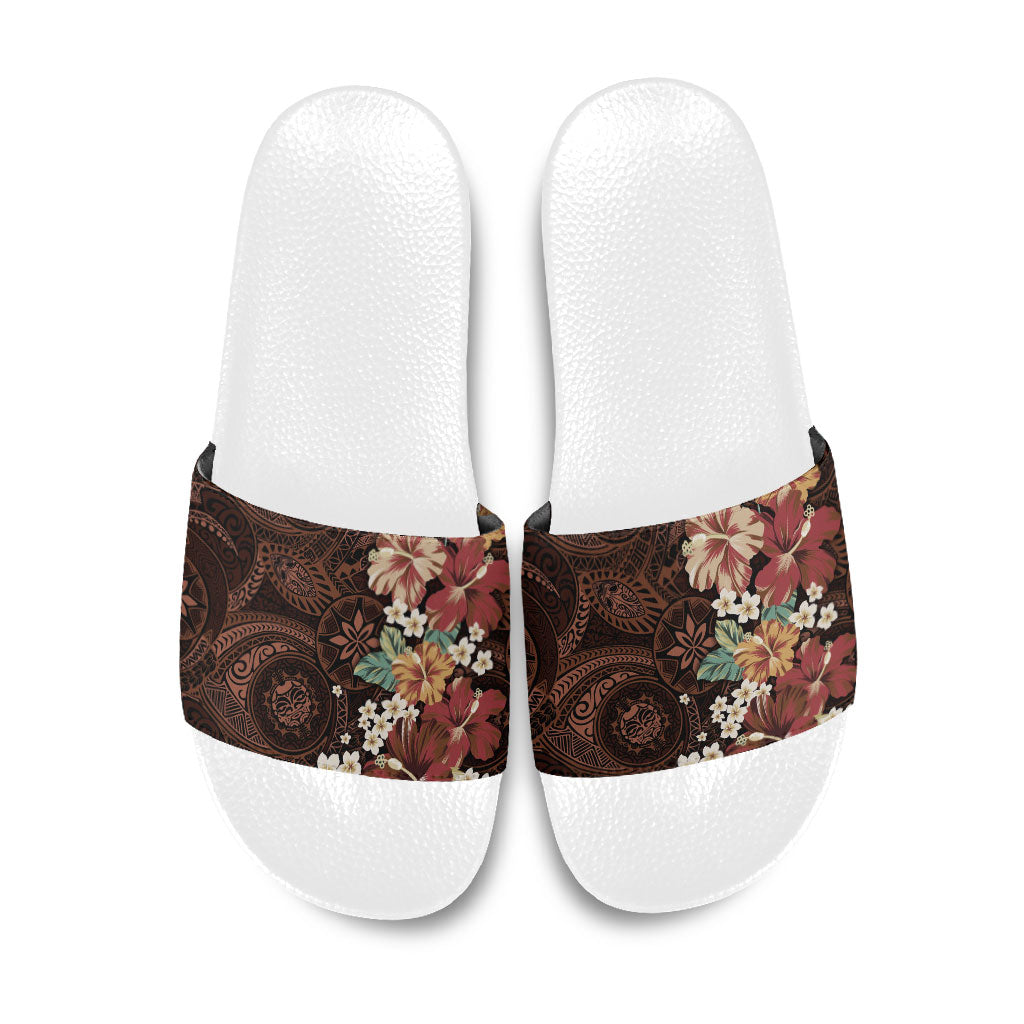 Kanoa Hawai'i Hibiscus Slide Sandals Polynesian Tribal Tattoo Pattern Floral Elements